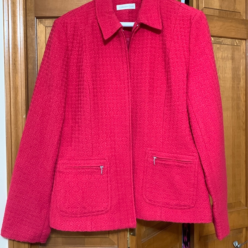 EUC Coldwater Creek size 12 beautiful tweed dark pink jacket